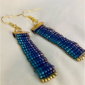Women’s Peacock Colored Seed Bead Dangle Earrings